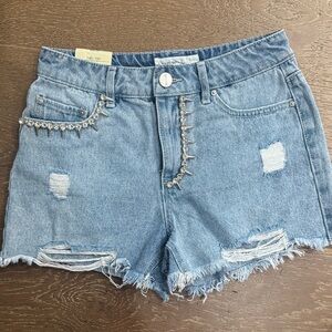 Ban.jara Embellished Studded Denim Shorts High Rise Distressed Festival